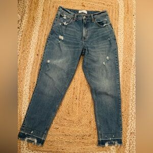 Abercrombie & Fitch Distressed Cropped Blue Jeans